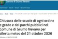 Grumo Nevano, allerta meteo: domani scuole e parchi chiusi